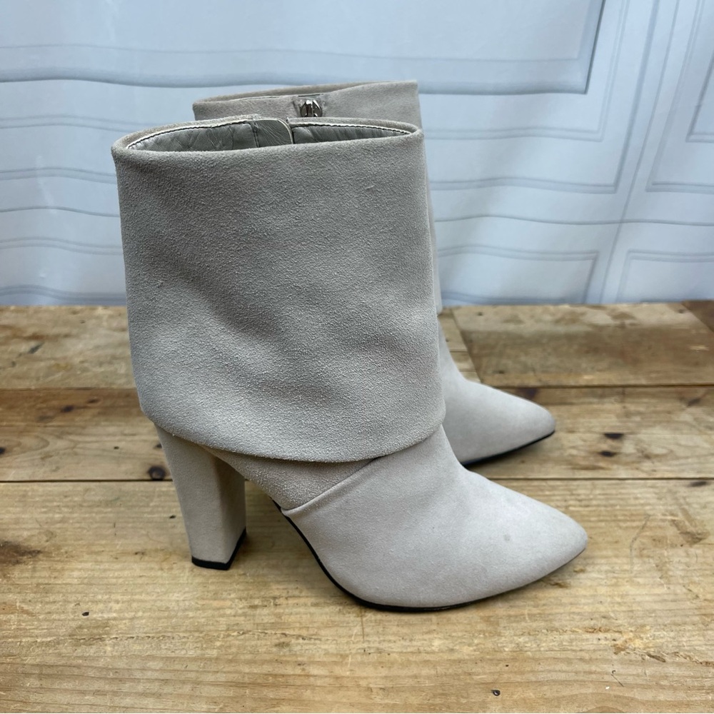 Vince Camuto "Amya" Suede Foldover Cuff Bootie - Cream/Sand - Women's 7.5